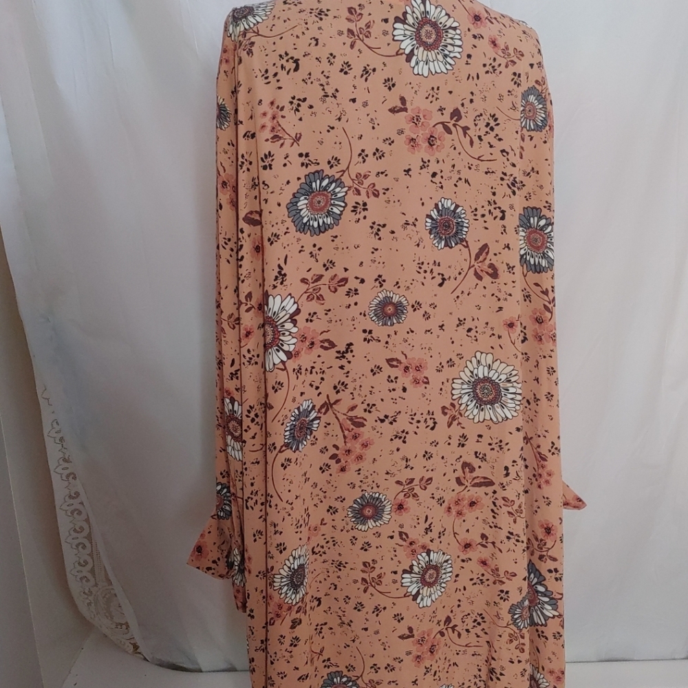 MTL 1980 Womens Sz 5X Floral Print Faux Wrap Bust Midi Dress Career Comfy Flow. - Picture 7 of 13